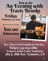 'An Evening with Travis Brooks' slated for Feb. 24 at Senior Center. 